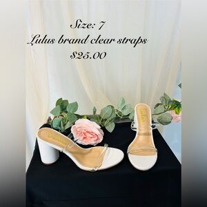 Lulu's Elegant White Heels with Clear Straps